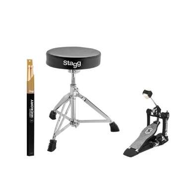 Stagg DHWP52-1 Drum Accessory Pack - Pedal, Throne, Drum Sticks