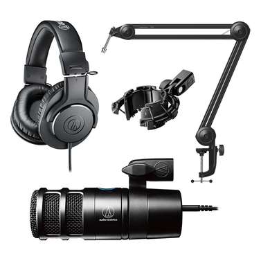 Audio-Technica Podcaster Pack w/ AT2040USB Mic, Shock Mount & ATH-M20x Headphones