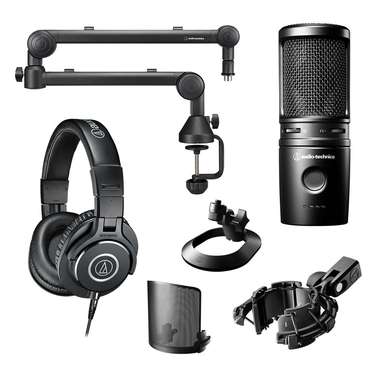 Audio-Technica Streamer Pro w/ AT2020USB-XP Mic, AT8705 Boom Arm & AT8455 Shock Mount