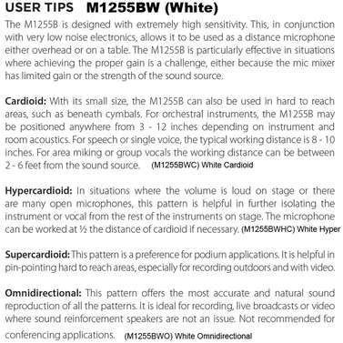 AUDIX Audix M1255BW-O Miniaturized Condenser Microphone White