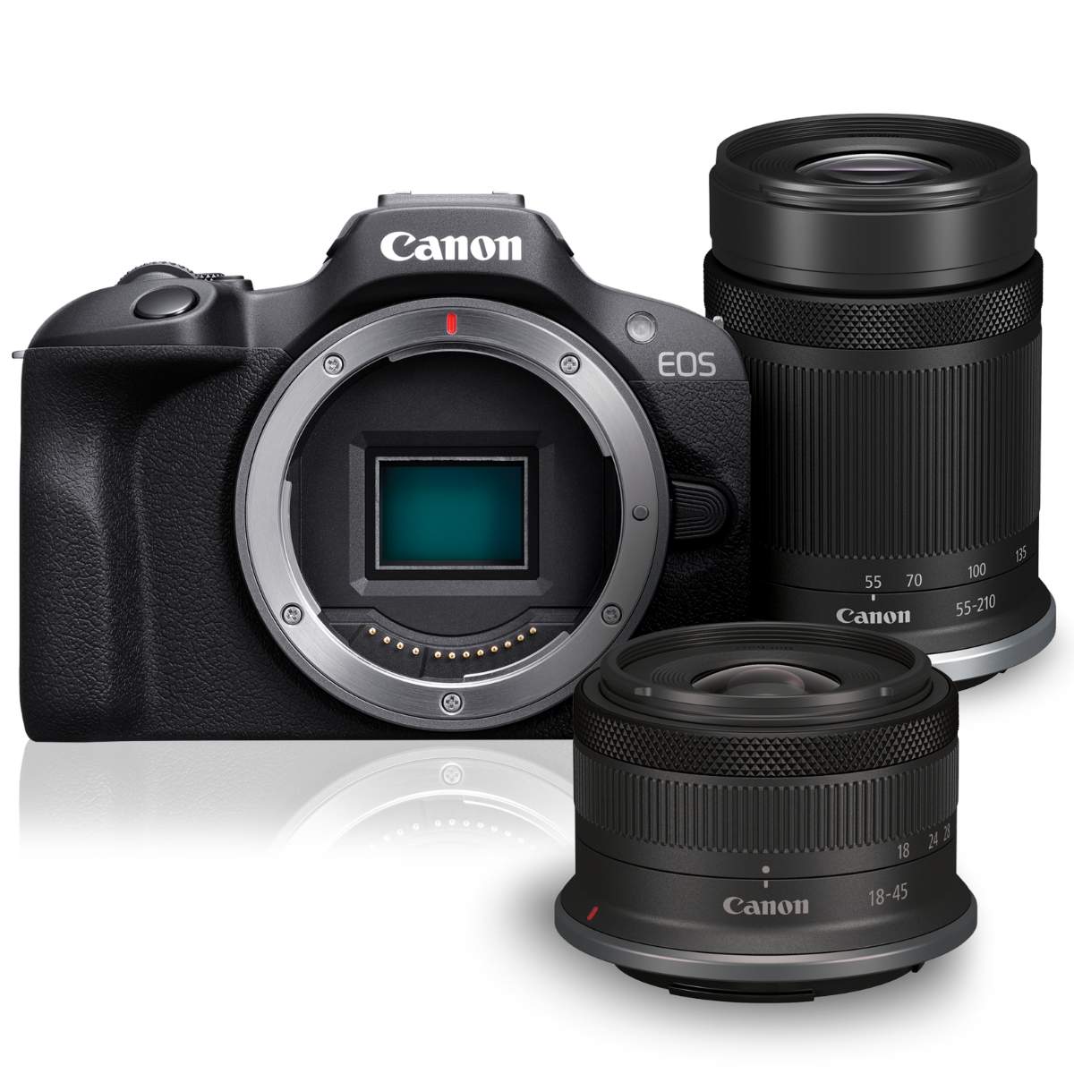 Canon EOS R100 Body w/RF-S 18- 45mm & RF-S 55-210mm IS STM Lens