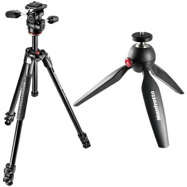 Manfrotto MK290XTA3-3W 3 Section - Tripod Kit w/3 Way Head BONUS Mini Tripod