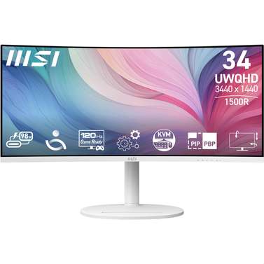MSI Modern MD342CQPW 34' UWQHD 120Hz USB-C 98W Curved Professional Monitor