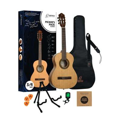 Ortega Pickers Pack 3/4 6-String Nylon String Guitar Beginner Set