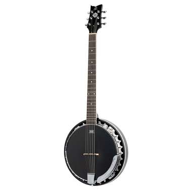 Ortega Raven Series Left-Hand 6-String Banjo Mahogany (Black) inc Bag