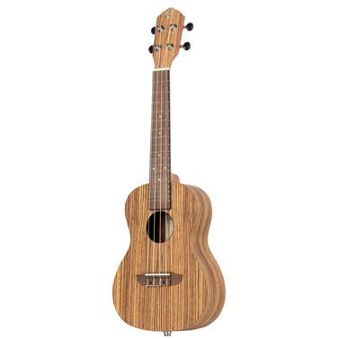 Ortega Timber Series Left-Hand Concert Ukulele w/ Preamp (Zebrawood Natural) inc Ba
