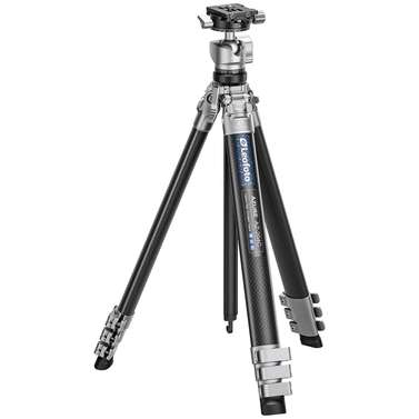Leofoto AZ-204C Carbon Fibre Travel Tripod + LH-25R Ball Head - Silver/Carbon