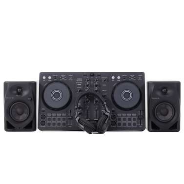 Pioneer DDJFLX4 2-Channel DJ Controller Pack w/ DM40D Monitors & HDJ-CUE1 Headphones